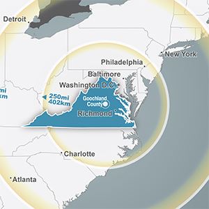 Map of Goochland County region